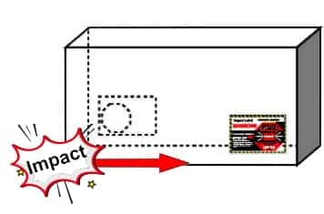 shockwatch impact indicator on the correct placement