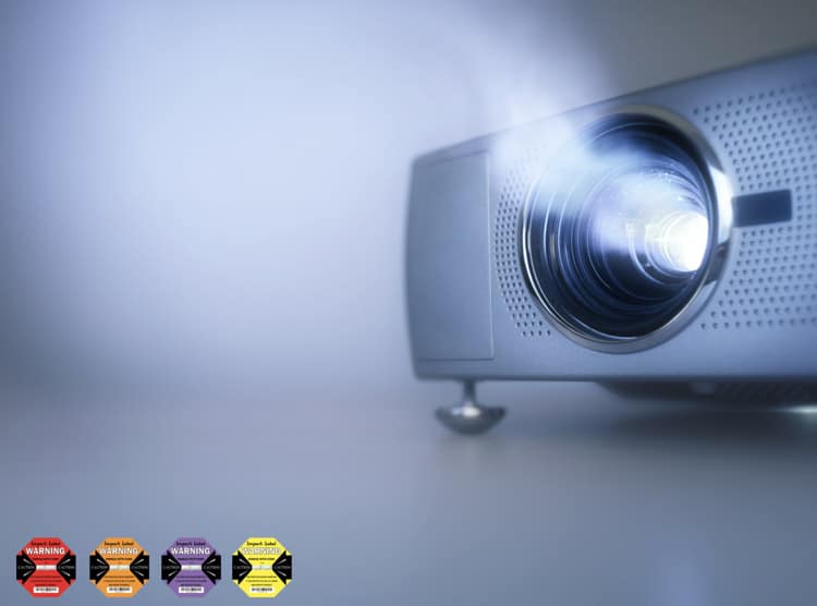 To protect expensive projectors, use shock indicators.